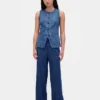 Ultrweiche, plissierte Baggy-Jeans mit mittlerer Leibhöhe