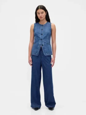 Ultrweiche, plissierte Baggy-Jeans mit mittlerer Leibhöhe
