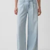 Ultrweiche, plissierte Baggy-Jeans mit mittlerer Leibhöhe