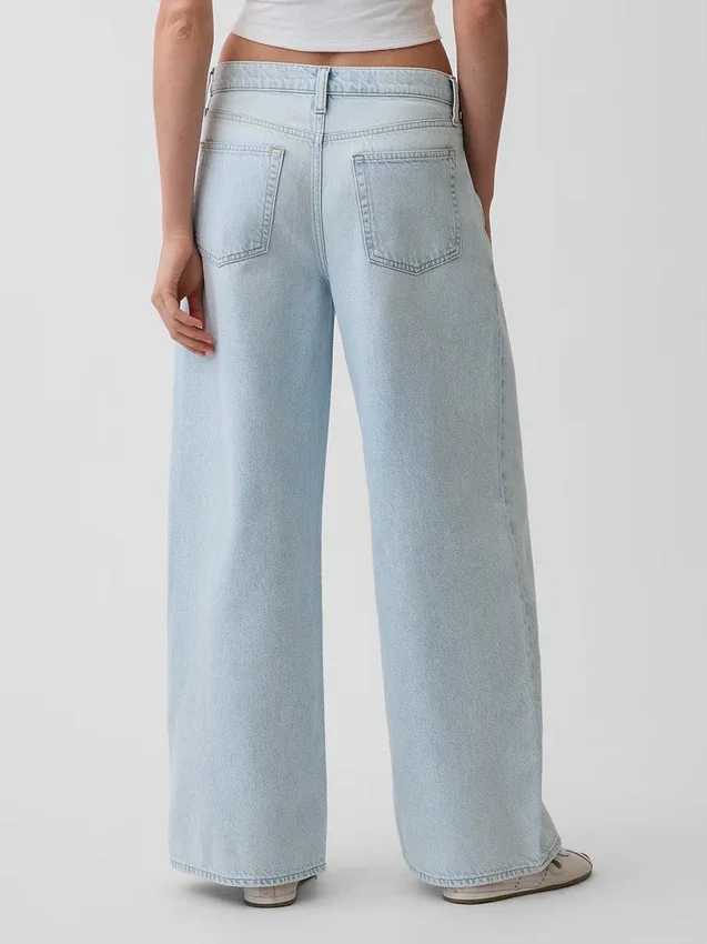 Ultrweiche, plissierte Baggy-Jeans mit mittlerer Leibhöhe
