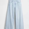 Ultrweiche, plissierte Baggy-Jeans mit mittlerer Leibhöhe