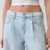 Ultrweiche, plissierte Baggy-Jeans mit mittlerer Leibhöhe
