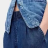 Ultrweiche, plissierte Baggy-Jeans mit mittlerer Leibhöhe