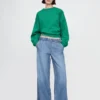 Ultrweiche, plissierte Easy-Baggy-Jeans mit mittlerer Leibhöhe