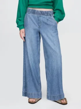 Ultrweiche, plissierte Easy-Baggy-Jeans mit mittlerer Leibhöhe