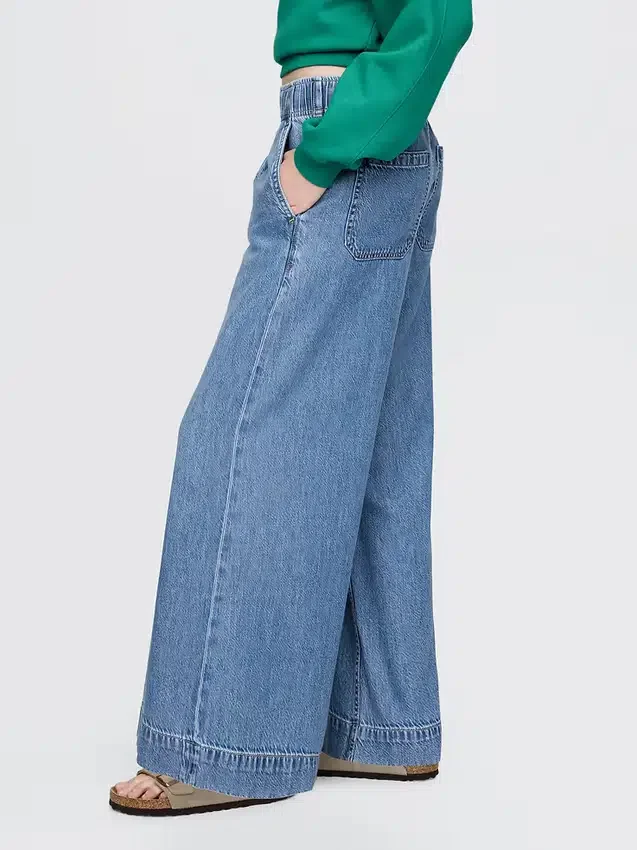 Ultrweiche, plissierte Easy-Baggy-Jeans mit mittlerer Leibhöhe