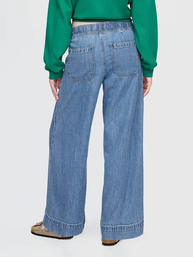 Ultrweiche, plissierte Easy-Baggy-Jeans mit mittlerer Leibhöhe