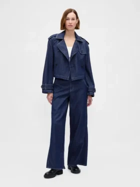 Ultrweiche, verkürzte Trenchjacke aus Denim