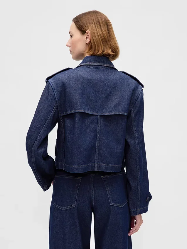 Ultrweiche, verkürzte Trenchjacke aus Denim