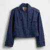 Ultrweiche, verkürzte Trenchjacke aus Denim