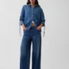Ultrweiches Denim-Hemd in Oversize-Passform mit gerafften Ärmeln