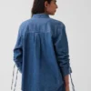 Ultrweiches Denim-Hemd in Oversize-Passform mit gerafften Ärmeln