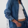 Ultrweiches Denim-Hemd in Oversize-Passform mit gerafften Ärmeln