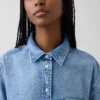 Ultrweiches Denim-Hemd in Oversize-Passform mit gerafften Ärmeln