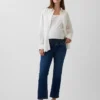 Umstandsjeans mit durchgehendem Einsatz im 90er-Jahre-Stil, schmal geschnitten, gerade Beinschnitt, verkürzt