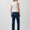 Umstandsjeans mit durchgehendem Einsatz im 90er-Jahre-Stil, schmal geschnitten, gerade Beinschnitt, verkürzt