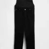 Umstandsjeans mit durchgehendem Einsatz im 90er-Jahre-Stil, schmal geschnitten, gerade Beinschnitt, verkürzt