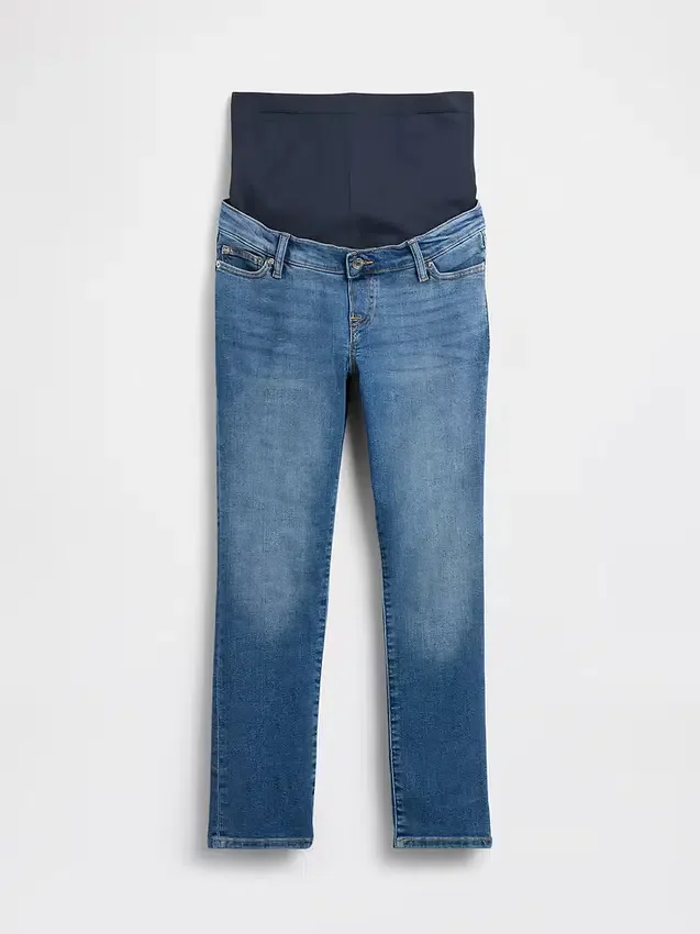 Umstandsjeans mit durchgehendem Einsatz in schmaler Passform