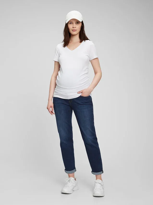 Umstandsjeans mit durchgehendem Einsatz in schmaler Passform