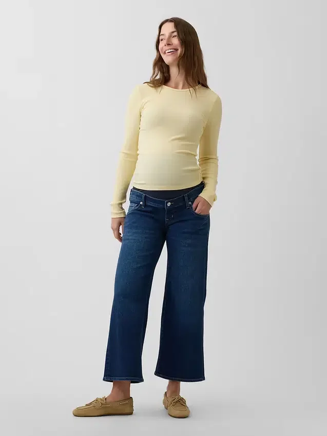 Umstandsmode-Jeans mit durchgehendem Einsatz und weitem Bein