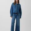 Umstandsmode-Jeans mit durchgehendem Einsatz und weitem Bein