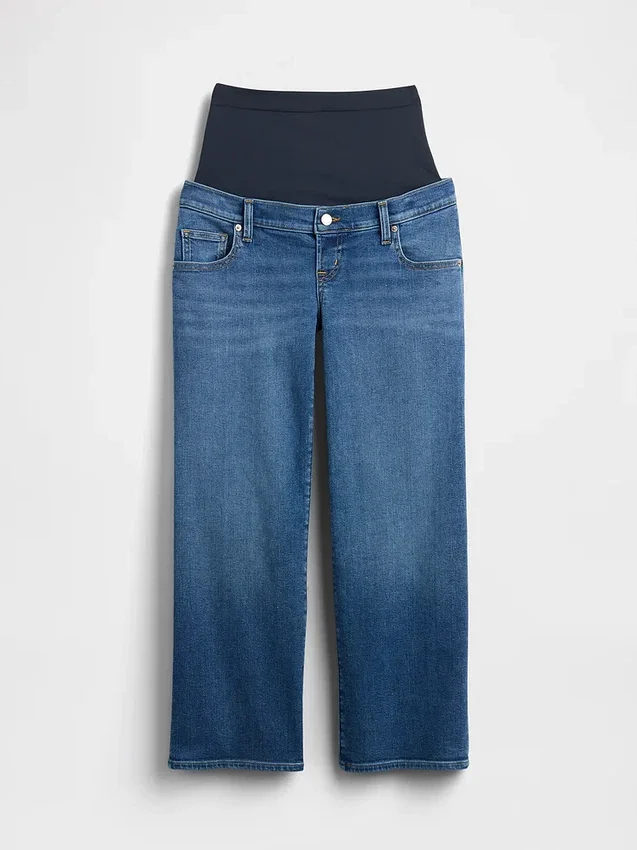 Umstandsmode-Jeans mit durchgehendem Einsatz und weitem Bein