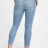 Umstandsmode-Jeans mit echtem Bund, durchgehendem Einsatz und abgenutzten Details, Skinny-Schnitt, Knöchellang