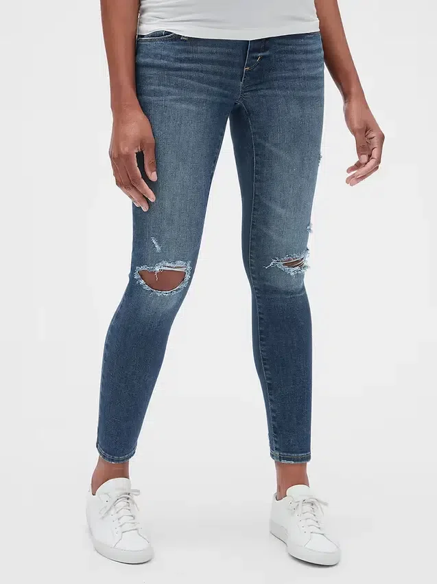 Umstandsmode-Jeggings „Favorite“ mit Distressed-Effekt und durchgehendem Einsatz