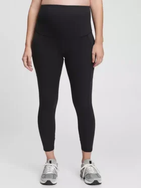 Umstandsmode-Leggings aus recyceltem Material mit durchgehendem Einsatz und 7/8-Beinlänge