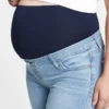 Umstandsmode-Leggings-Jeans mit durchgehendem Einsatz und Destroyed-Effekt