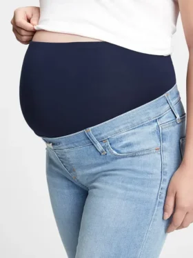 Umstandsmode-Leggings-Jeans mit durchgehendem Einsatz und Destroyed-Effekt