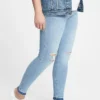 Umstandsmode-Leggings-Jeans mit durchgehendem Einsatz und Destroyed-Effekt