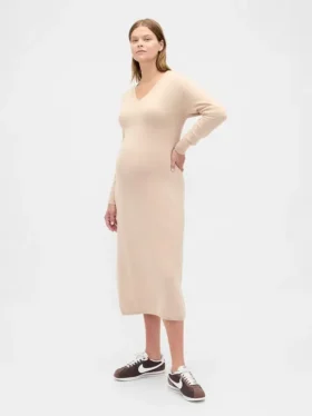 Umstandsmode-Pullover-Kleid „CashSoft“ mit V-Ausschnitt