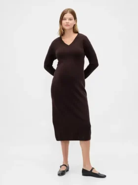 Umstandsmode-Pullover-Kleid „CashSoft“ mit V-Ausschnitt
