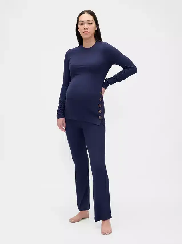 Umstandsmode-Pyjama-Set aus Modal-Rippstrick