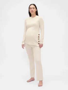 Umstandsmode-Pyjama-Set aus Modal-Rippstrick