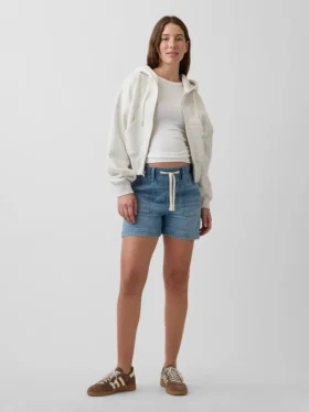 Umstandsmode-Shorts aus ultraweichem Denim mit durchgehendem Einsatz