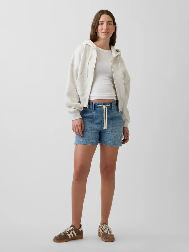 Umstandsmode-Shorts aus ultraweichem Denim mit durchgehendem Einsatz