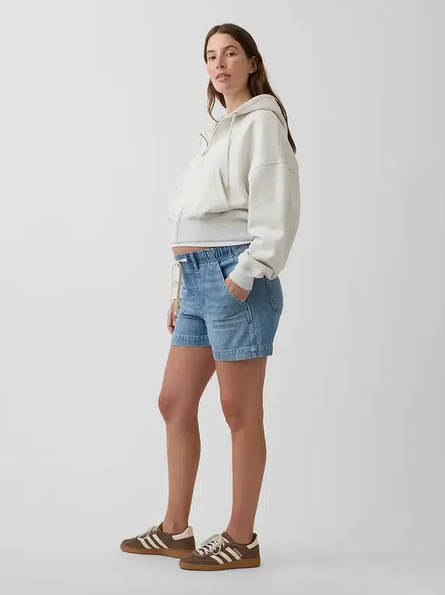 Umstandsmode-Shorts aus ultraweichem Denim mit durchgehendem Einsatz