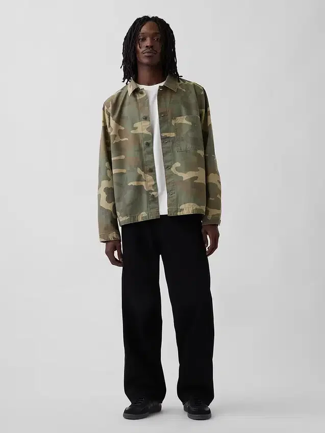 Utility-Hemd aus Canvas-Denim im Camouflage-Look