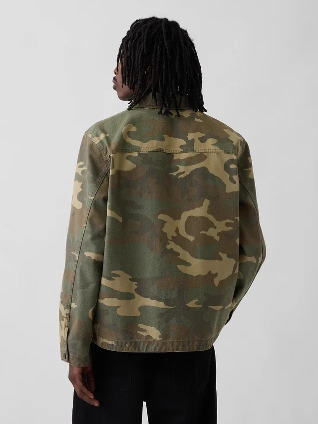 Utility-Hemd aus Canvas-Denim im Camouflage-Look