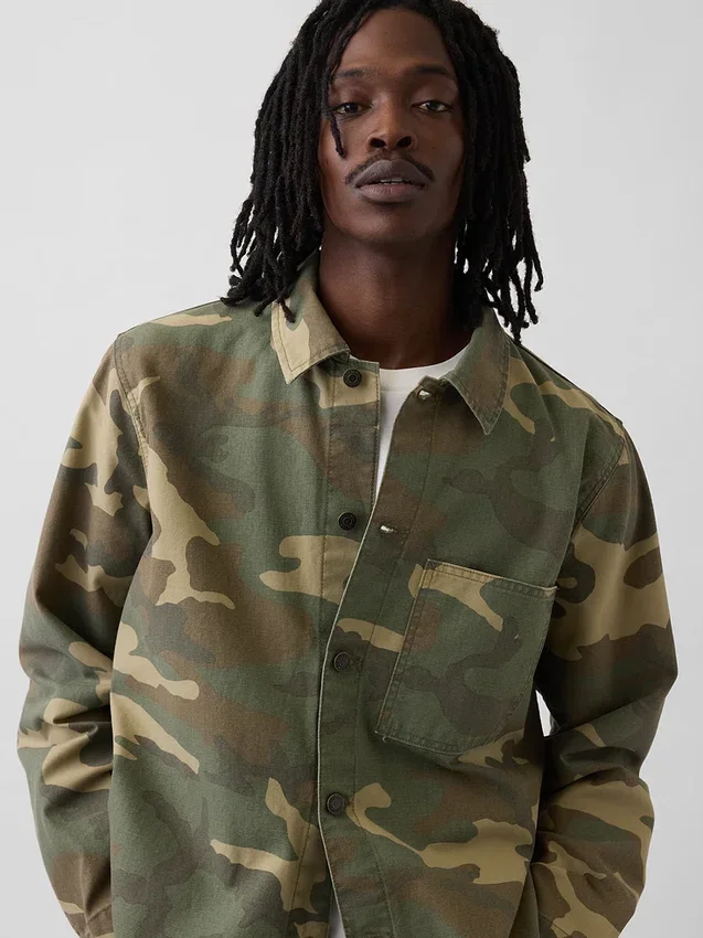 Utility-Hemd aus Canvas-Denim im Camouflage-Look