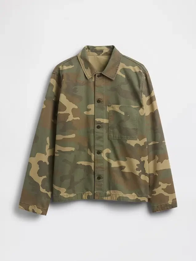 Utility-Hemd aus Canvas-Denim im Camouflage-Look