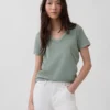 V-Ausschnitt-T-Shirt aus Bio-Baumwolle „Vintagesoft“