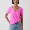 V-Ausschnitt-T-Shirt aus Bio-Baumwolle „Vintagesoft“