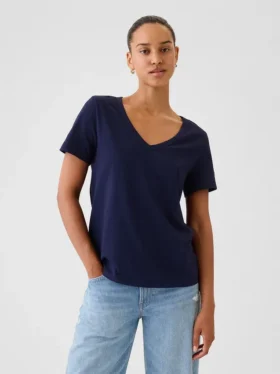 V-Ausschnitt-T-Shirt aus Bio-Baumwolle „Vintagesoft“
