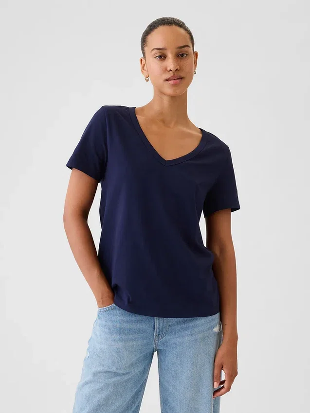 V-Ausschnitt-T-Shirt aus Bio-Baumwolle „Vintagesoft“
