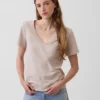 V-Ausschnitt-T-Shirt aus Bio-Baumwolle „Vintagesoft“