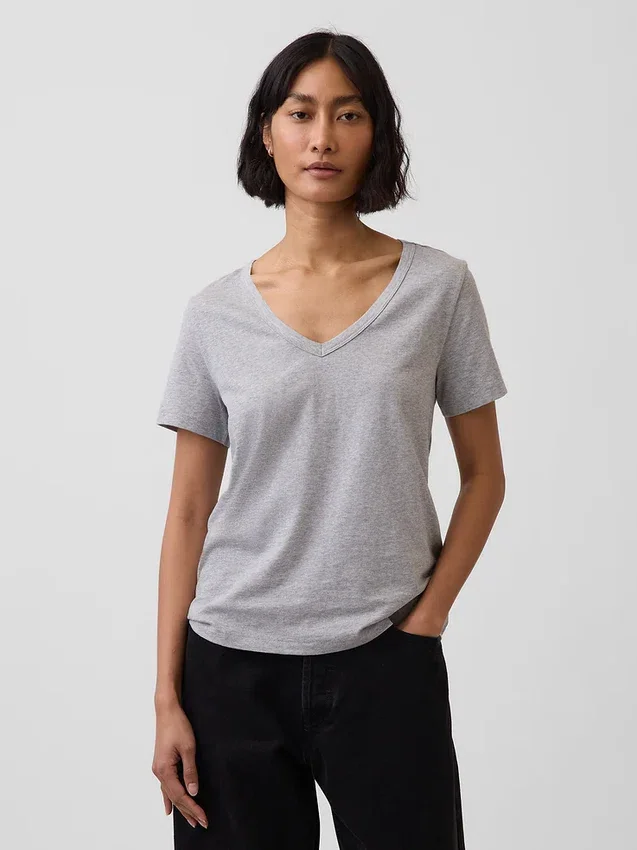 V-Ausschnitt-T-Shirt aus Bio-Baumwolle „Vintagesoft“