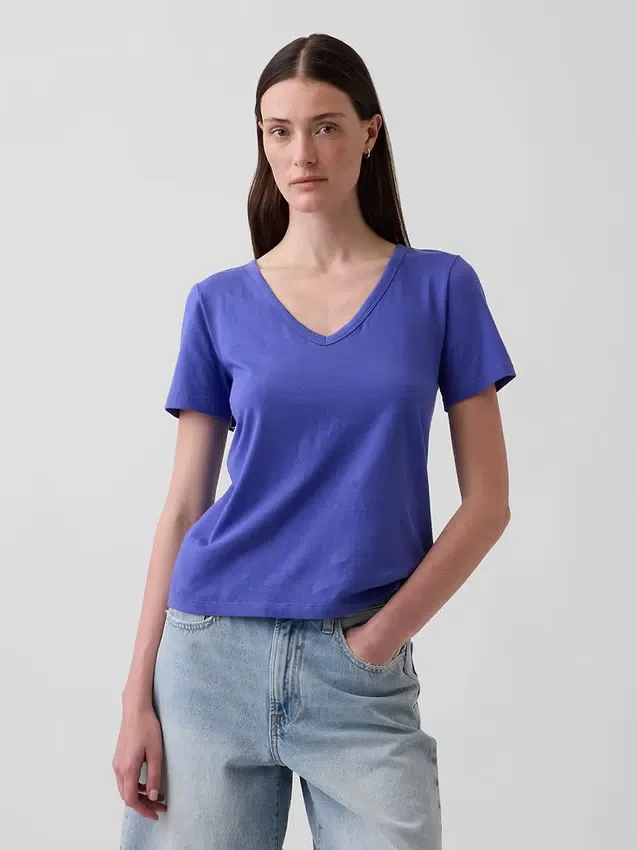 V-Ausschnitt-T-Shirt aus Bio-Baumwolle „Vintagesoft“